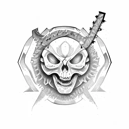 sketelon chainsaw tattoo design idea