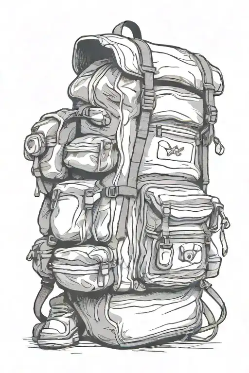 CAMPING BACKPACK HOLDING SOME tattoo design idea