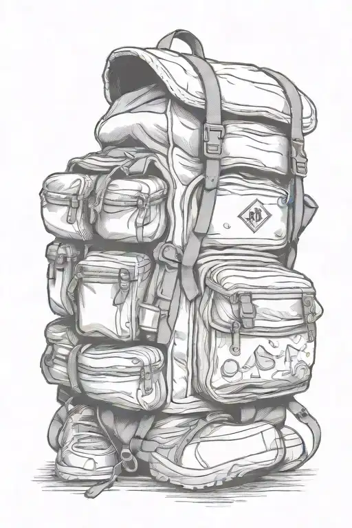 CAMPING BACKPACK HOLDING SOME tattoo design idea