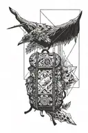 CAMPING BACKPACK HOLDING SOME tattoo design idea