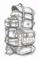 CAMPING BACKPACK HOLDING SOME tattoo design idea