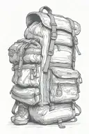 CAMPING BACKPACK HOLDING SOME tattoo design idea