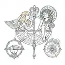 libra pisces and leo zodiac sign tattoo design idea