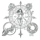 libra pisces and leo zodiac sign tattoo design idea