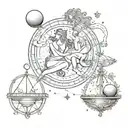 libra pisces and leo zodiac sign tattoo design idea