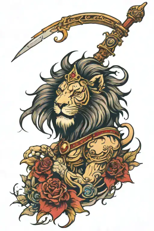 lion warrior on his last breath dieing inside   tattoo design idea