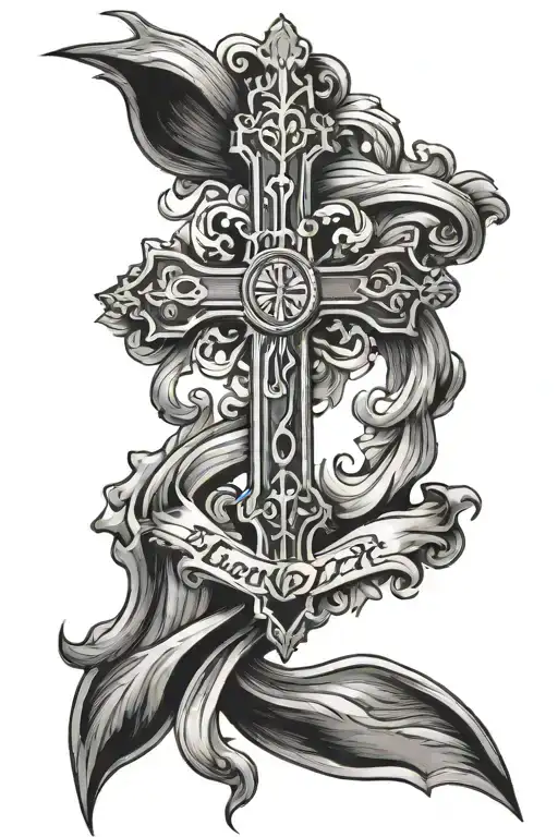 cross with the date January 19, 2010 under it tattoo design idea