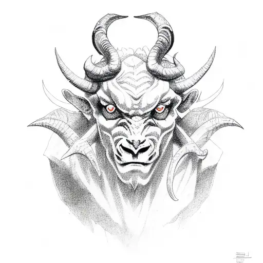 demon ram tattoo design idea