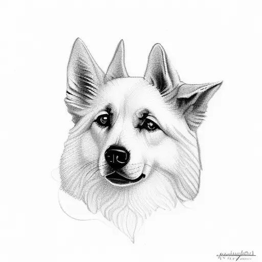 white Swiss shepherd my baby frida tattoo design idea