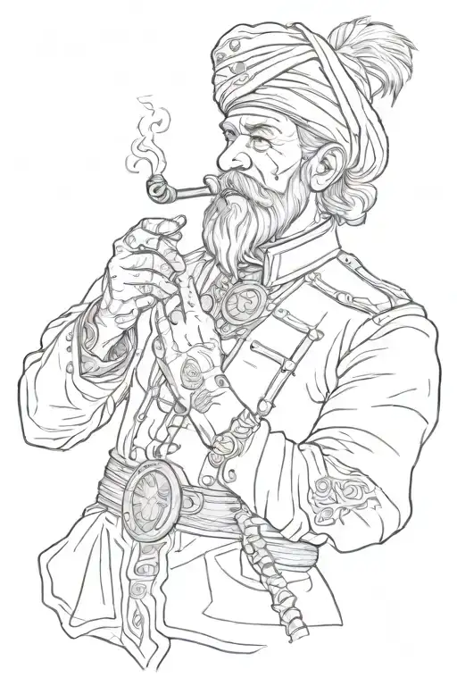 A Cossack smokes a pipe tattoo design idea