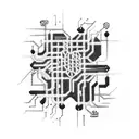 circuit board with molecules tattoo design idea