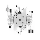 circuit board with molecules tattoo design idea