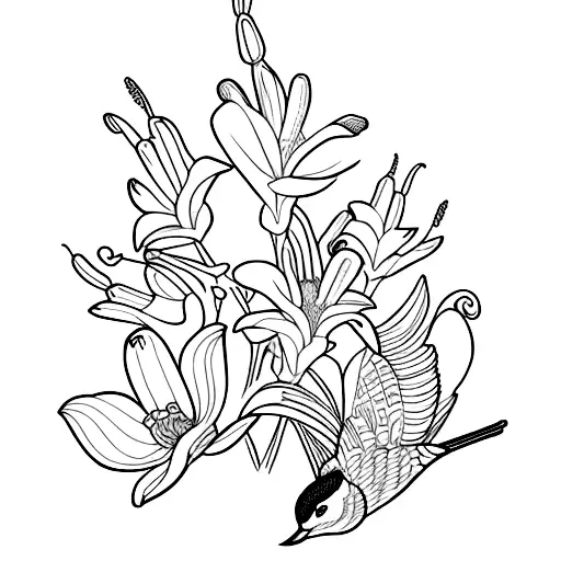 Woodpecker lily's snapdragons  tattoo design idea