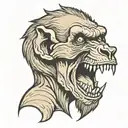 Baboon skull screaming skull tattoo design idea