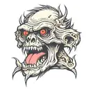 Baboon skull screaming skull tattoo design idea