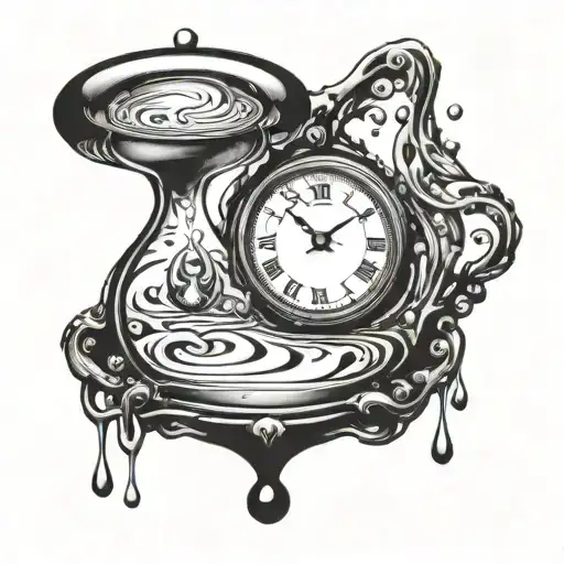 Dali style water drop clock tattoo design idea