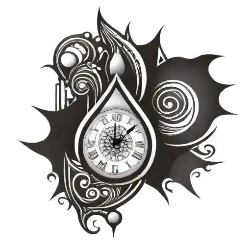 Dali style water drop clock tattoo design idea