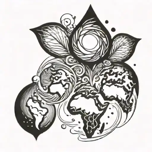 Water drop air earth tattoo design idea