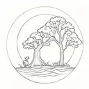 tree with alice in wonderland tattoo design idea