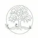 tree with alice in wonderland tattoo design idea