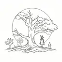 tree with alice in wonderland tattoo design idea