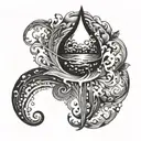 Water drop air earth tattoo design idea