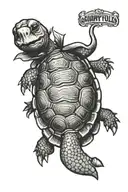 grumpy old-man tortoise small tattoo design idea