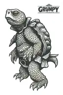 grumpy old-man tortoise small tattoo design idea