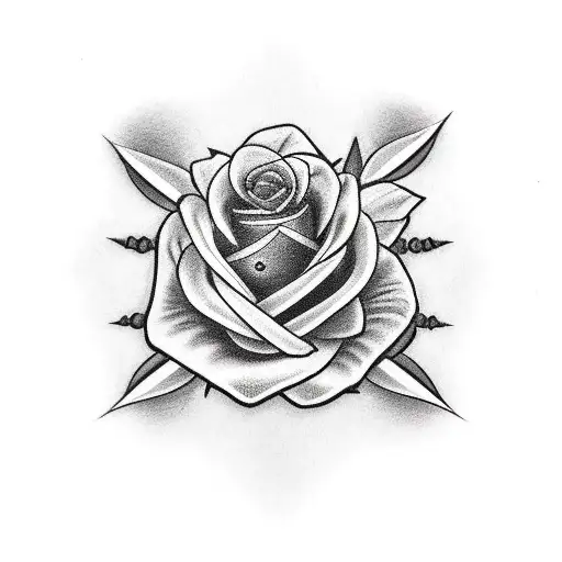 '97 with thorn and rose tattoo design idea