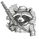 Raccoon from 1776 Revolutionary War wearing a Continental Army uniform carrying a Musket  tattoo design idea