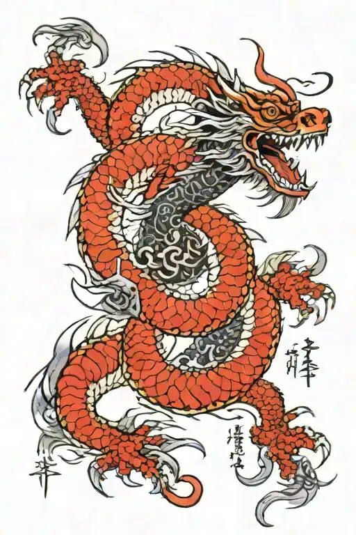 dragon writing its future in a book tattoo design idea