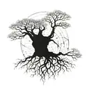 roots and tree growing containing geographical coordinates tattoo design idea