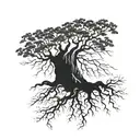 roots and tree growing containing geographical coordinates tattoo design idea