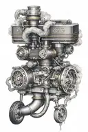 A car engine with smoke forming into a snake shape tattoo design idea