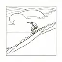 A minimalist sketch of a surfer riding a wave at sunset tattoo design idea