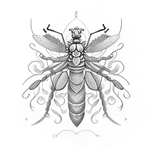 Mantis laurel wreath tattoo design idea