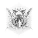 Mantis laurel wreath tattoo design idea