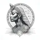 black female with egyptian theme, water and sunset tattoo design idea