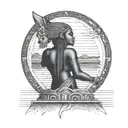 black female with egyptian theme, water and sunset tattoo design idea