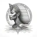 black female with egyptian theme, water and sunset tattoo design idea