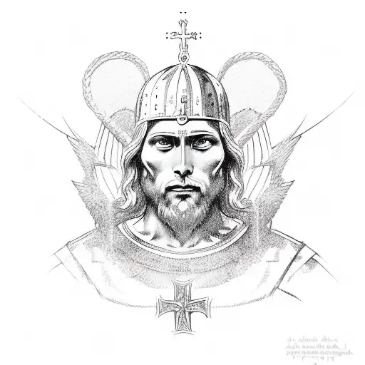 "St. Michael the Archangel" and bear  tattoo design idea