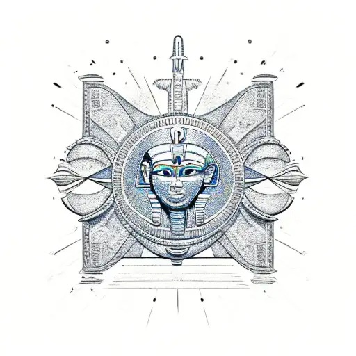 egyptian hieroglyph style including ankh and winged sun tattoo design idea