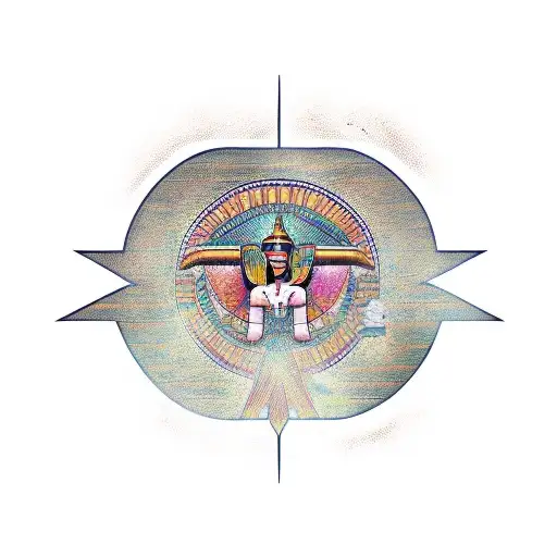 egyptian hieroglyph style including ankh and winged sun tattoo design idea