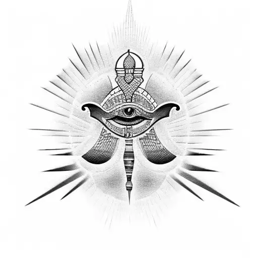 egyptian hieroglyph style including ankh and winged sun tattoo design idea