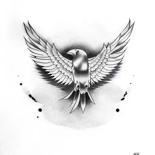 Raven with open wings  tattoo design idea