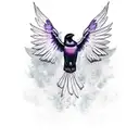 Raven with open wings and rose tattoo design idea