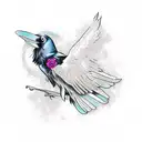 Raven with open wings and rose tattoo design idea