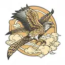 hawk flying in clouds tattoo design idea