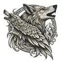 wolf and Phoenix tattoo design idea