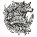 wolf and Phoenix tattoo design idea